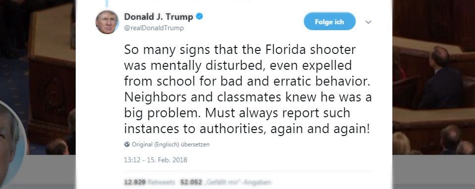 Wütende Reaktionen auf Trump-Tweet zum Amok-Schützen