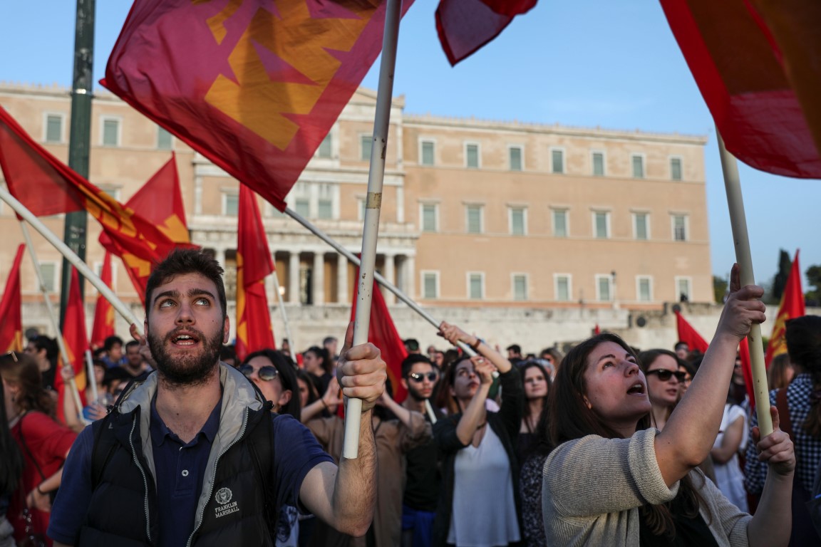Protest in Athen gegen Militärschläge in Syrien