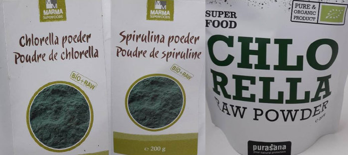 Algen-Pulver mit Sulfiten und Waffelblätter mit Soja versetzt