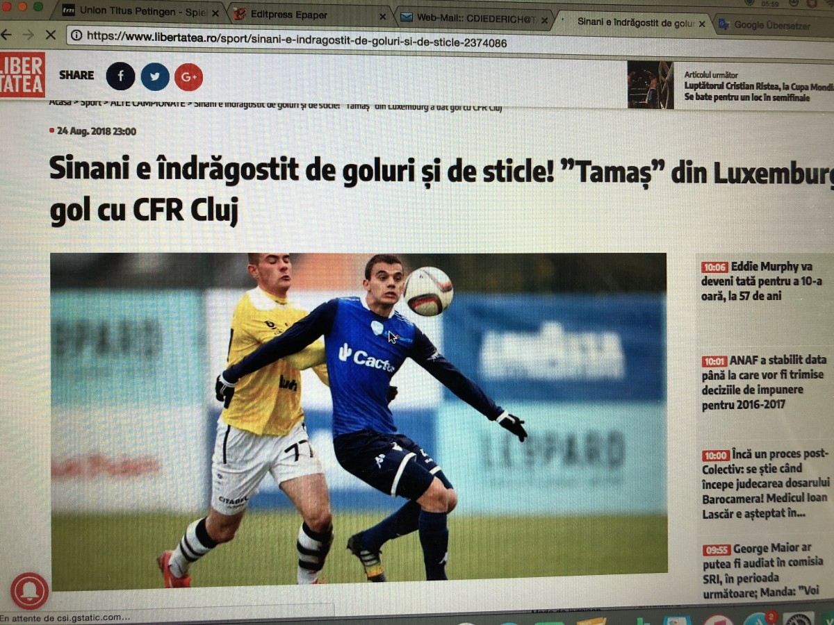 Wenn die rumänische Presse Sinani als Alkoholliebhaber präsentiert ...