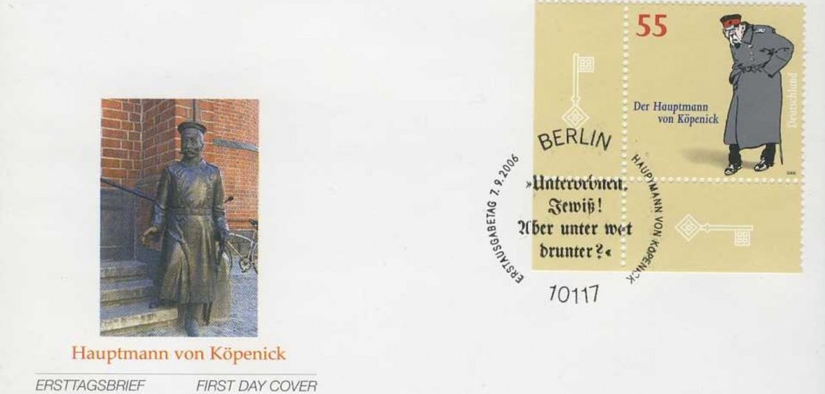 2022 wird keine Gemeinschaftsbriefmarke zum 100. Todestag des Hauptmanns von Köpenick erscheinen