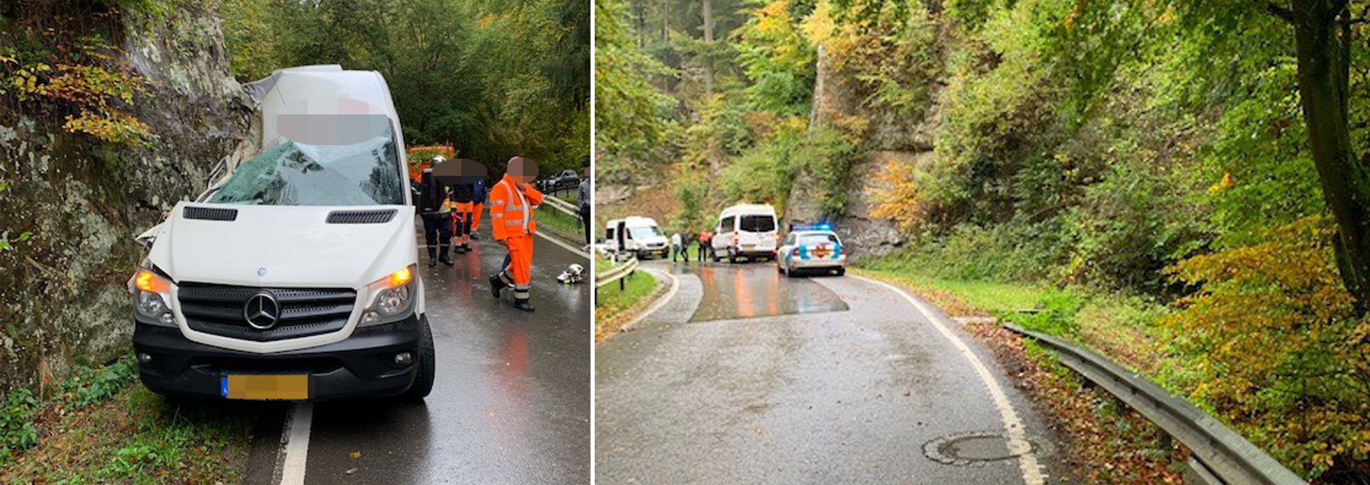 Bus prallt mit sieben Kindern gegen Felswand – mindestens zwei werden verletzt