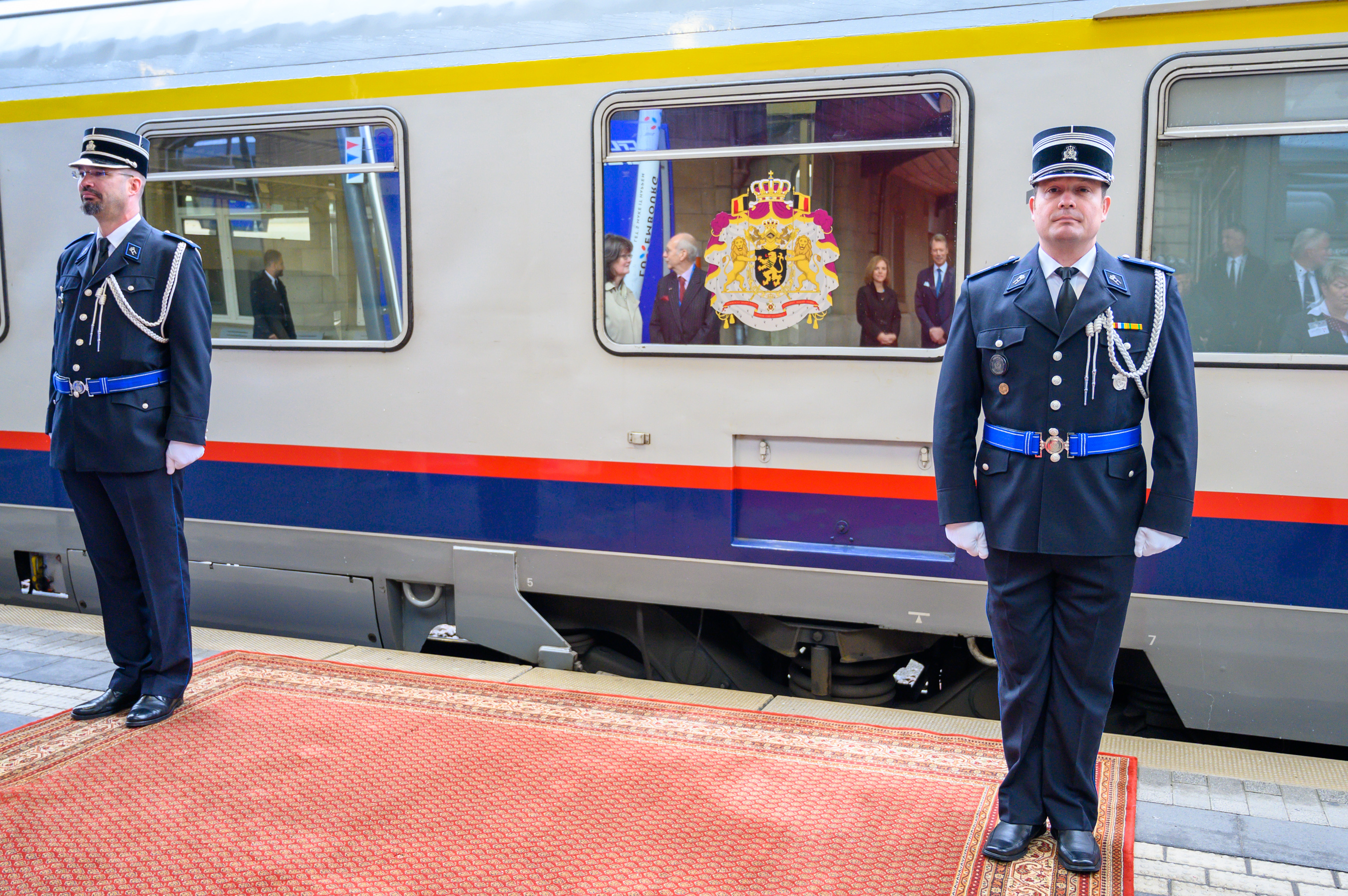 Gare de Luxembourg – Quai – Arrivée du train royal à la gare de Luxembourg en provenance de Bruxelles
