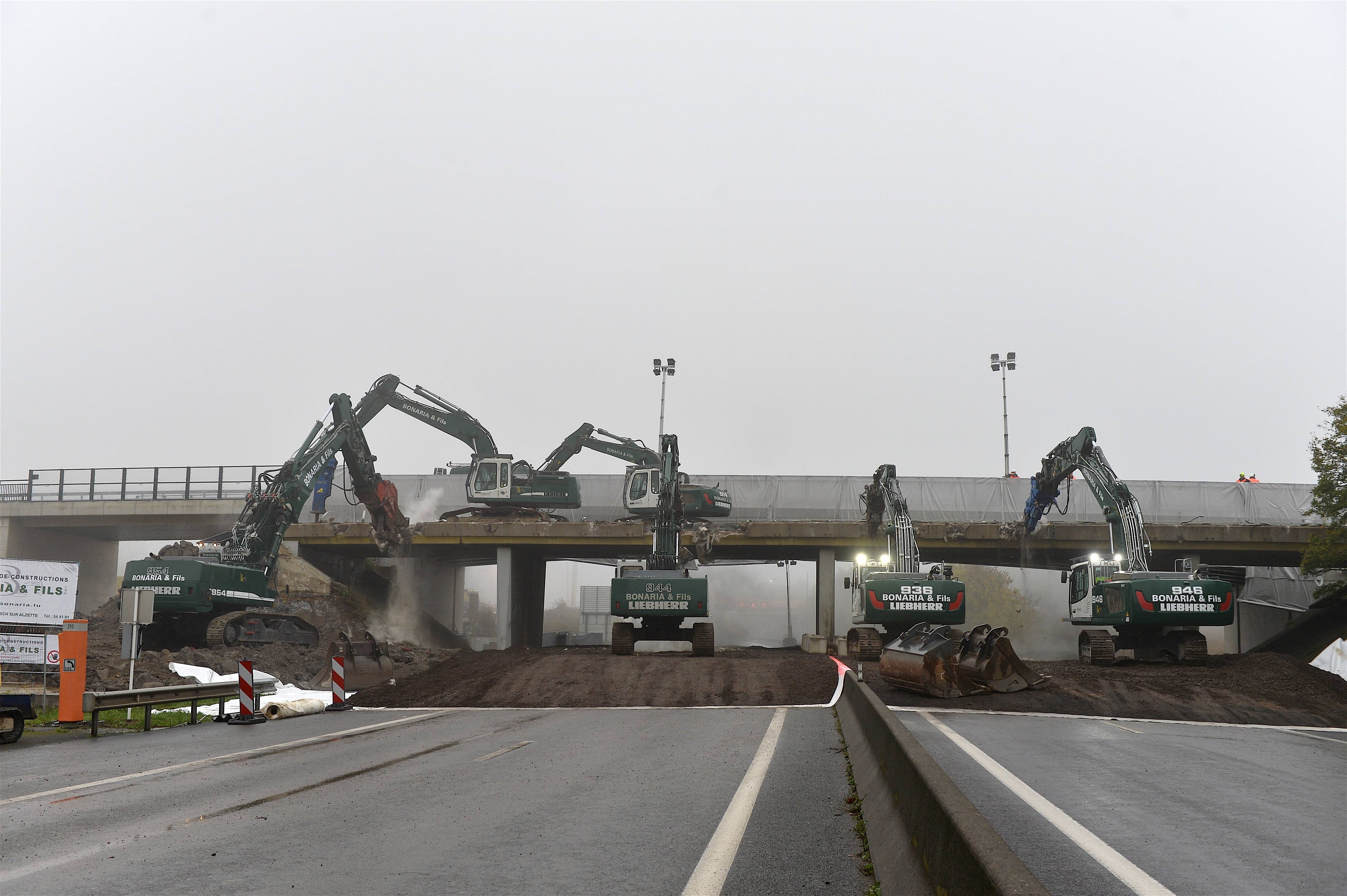 Travaux de démolition du pont sur l’A3 entre Kockelscheuer et B
