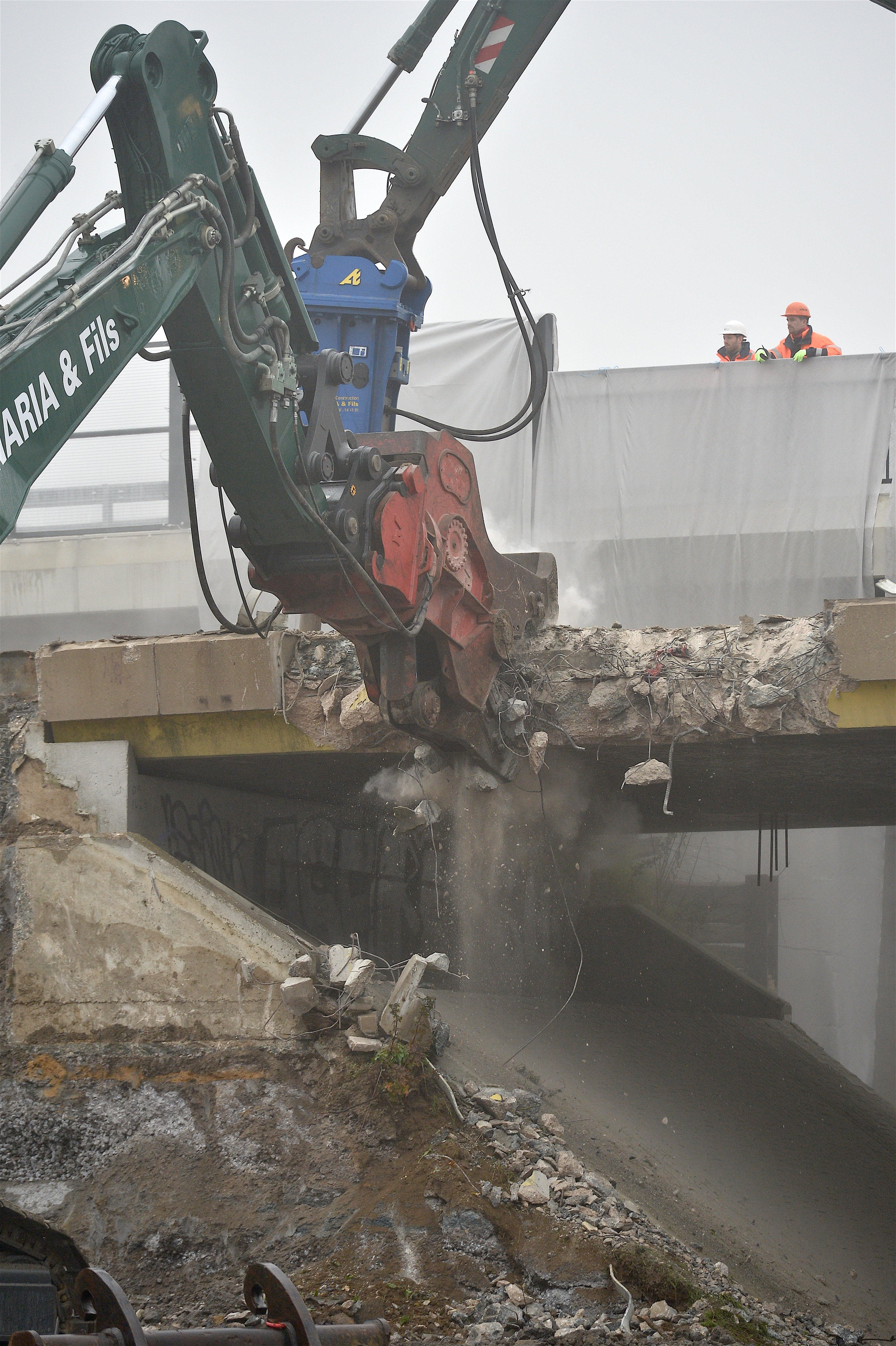 Travaux de démolition du pont sur l’A3 entre Kockelscheuer et B