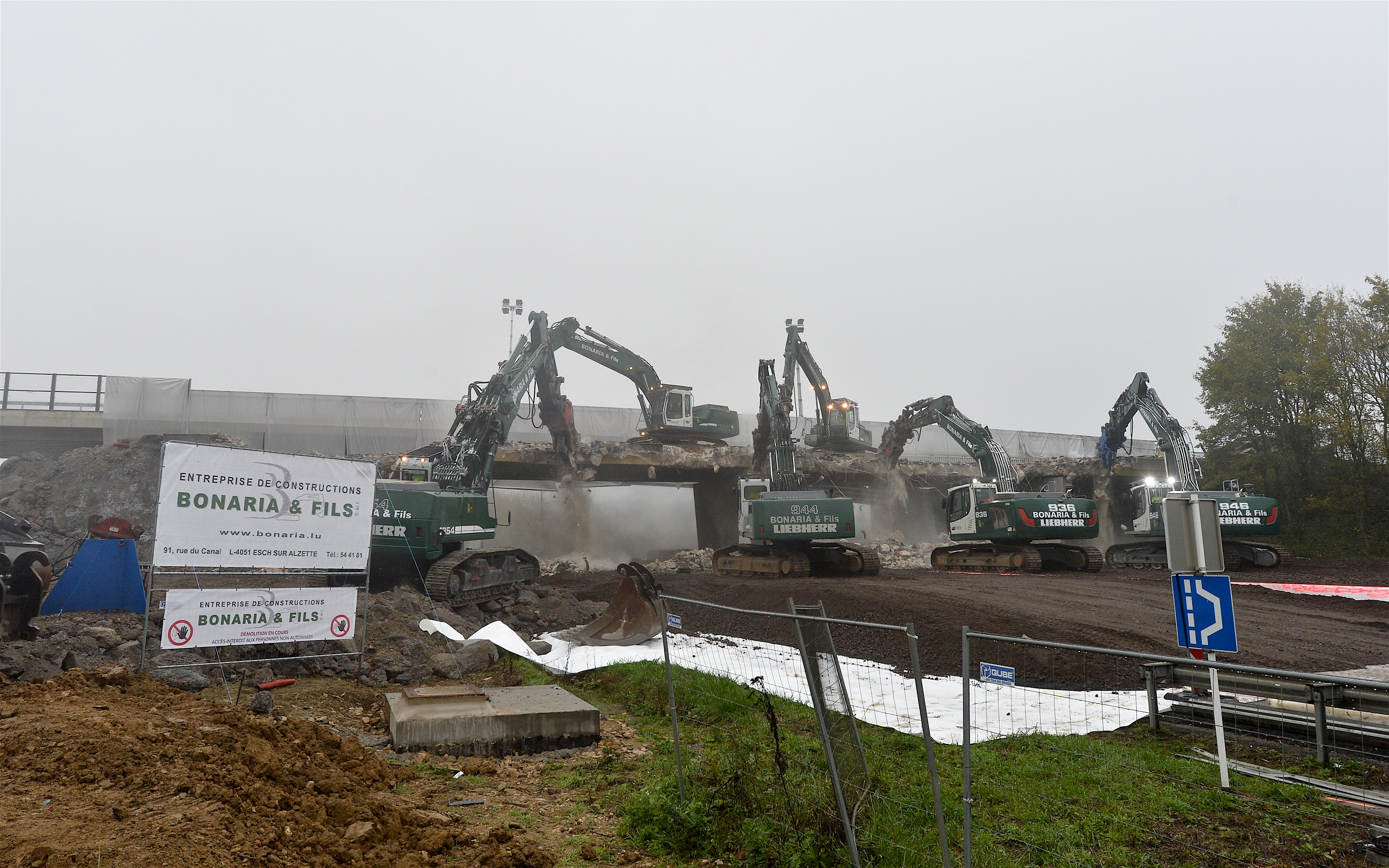 Travaux de démolition du pont sur l’A3 entre Kockelscheuer et B