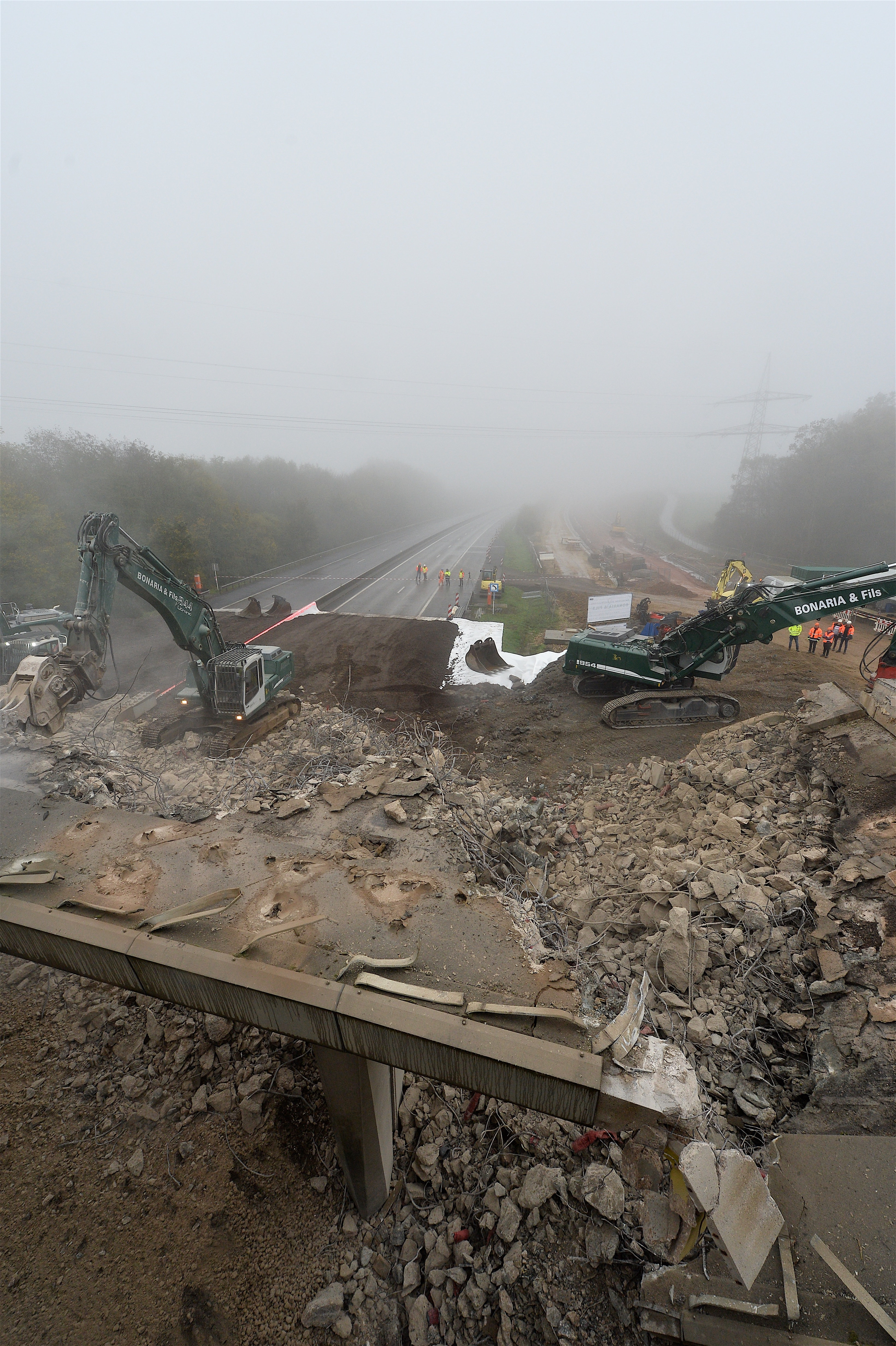 Travaux de démolition du pont sur l’A3 entre Kockelscheuer et B