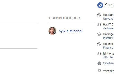 Auf der &ouml;ffentlichen Seite von Fernand Kartheiser wird die Politikerin als Teammitglied aufgef&uuml;hrt. Sylvie Mischel selbst gibt an, die Seite von&nbsp; Fernand Kartheiser zu verwalten.