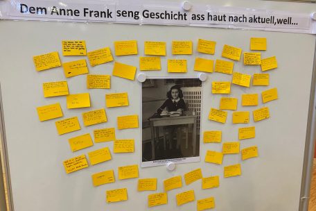 3e-Sch&uuml;ler aus dem LTMA stellen einen Bezug auf zwischen Anne Franks Geschichte und heute her