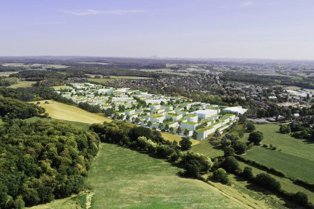 Computergrafik: So soll das neue Wohnviertel Elmen einmal in der Landschaft liegen