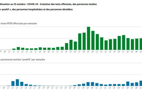 Wer mehr testet, findet mehr? Eine Zeit lang stimmte das zum Teil, aber jetzt zeigt die Grafik: Das Geschehen hat sich l&auml;ngst abgekoppelt (oben die Anzahl aller Tests, unten die der positiven Tests)