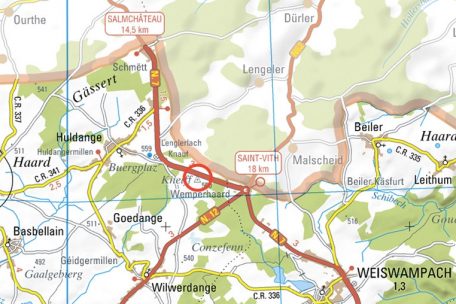 Kneiff heißt die höchste Erhebung in Luxemburg (roter Kreis). Eine Petition fordert eine Art Monument an der Spitze.