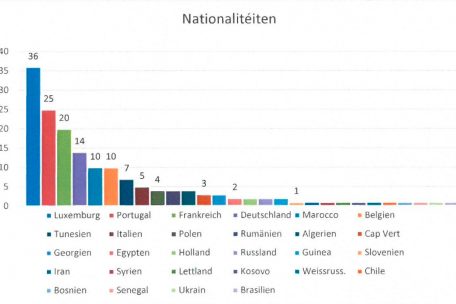 Wie viele Menschen von welcher Nation einen Vertrag mit dem Drogenhilfezentrum abgeschlossen haben, wird hier in absoluten Zahlen dargestellt. Die Zahlen wurden im März 2020 evaluiert.