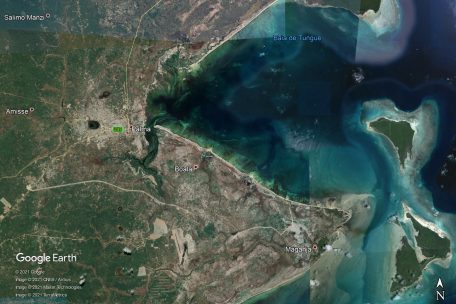 Die Aufnahme von Google Earth zeigt den Ort Palma in der Provinz Cabo Delgado