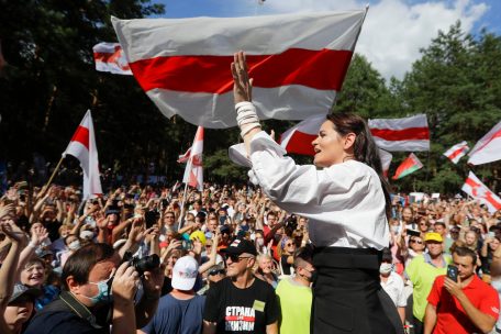 Kandidatin&nbsp;Tichanowskaja kurz vor der Pr&auml;sidentenwahl im vergangenen August