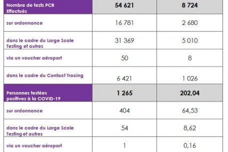 Anzahl der PCR-Tests und positiven F&auml;lle