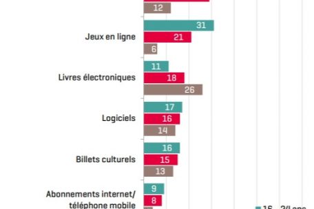 Bei den nicht-physischen Produkten, die drei Monate vor der Befragung online erworben wurden, dominieren Musik und Filme