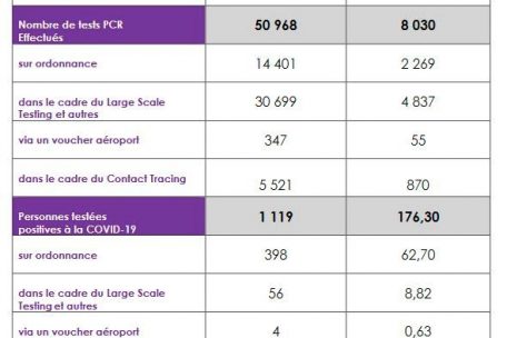Anzahl der PCR-Tests und positiven F&auml;lle