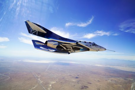 Das Raumschiff &bdquo;VSS&nbsp;Unity&ldquo; des Unternehmens Virgin Galactic von Richard Branson
