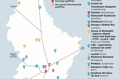 Die Karte mit den teilnehmenden Firmen und Institutionen