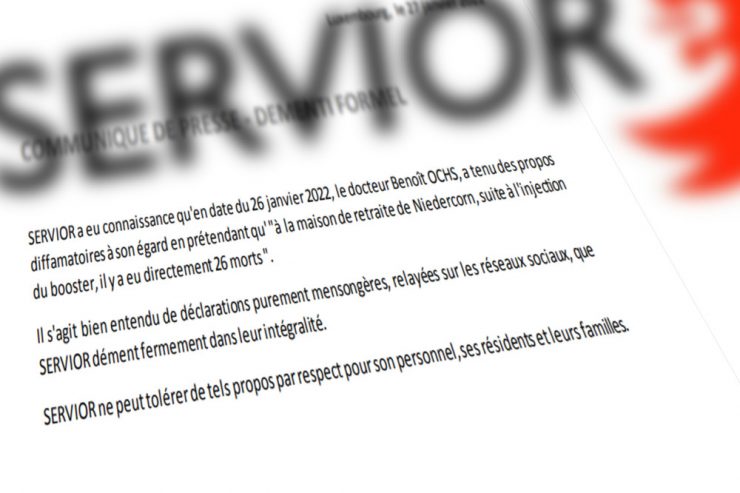 Seniorenheime / Servior weist die unbelegten Behauptungen von Arzt Benoît Ochs entschieden zurück