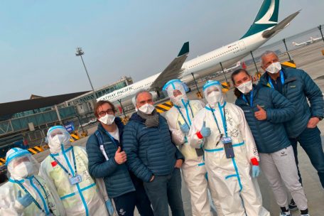Ankunft der luxemburgischen Delegation am Flughafen in Peking