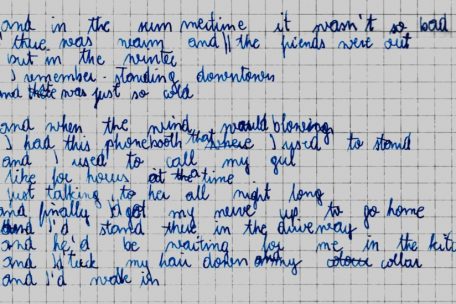 Mein Versuch der Transkription der Einleitung des &bdquo;Boss&ldquo; zu &bdquo;The River&ldquo;, 1986. Ausschnitt.