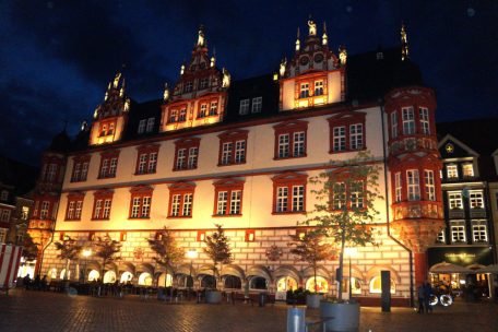 Der Marktplatz in Coburg bei Nacht