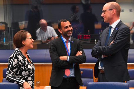 Finanzministerin Yuriko Backes am 16. Juni beim Eurogruppen-Treffen in Luxemburg 