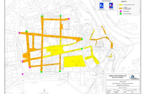 Die Poller befinden sich an den mit farbigen Punkten markierten Stellen