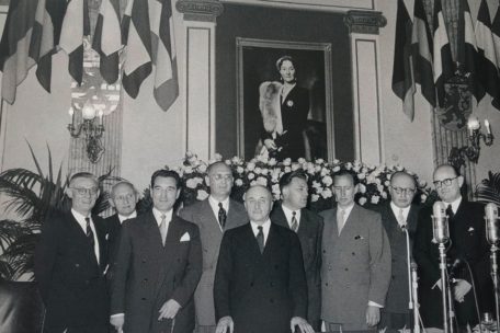 Amtseinf&uuml;hrung der Hohen Beh&ouml;rde der Montanunion am 10. August 1952 im hauptst&auml;dtischen Rathaus