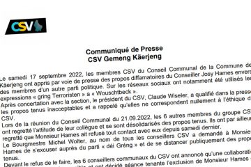 Gemeinderat Käerjeng / Wegen fehlender Reue nach „Terroristen“-Äußerung: CSV-Fraktion schließt Josy Hames aus 