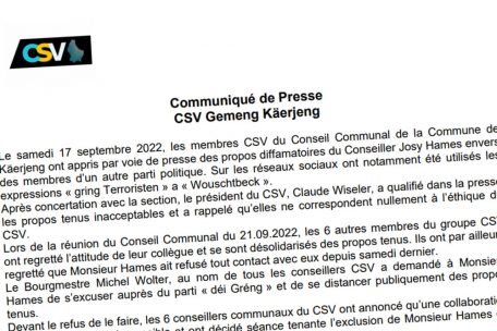 Gemeinderat Käerjeng / Wegen fehlender Reue nach „Terroristen“-Äußerung: CSV-Fraktion schließt Josy Hames aus 