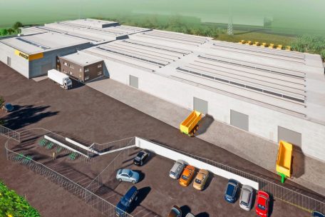 So soll die Produktionsstätte des Landmaschinenherstellers Joskin am Rande der Autobahn in Esch einmal aussehen
