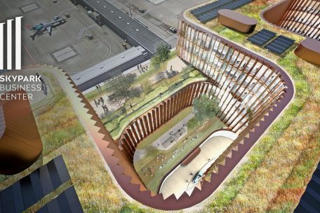 Die Sicht von oben auf das k&uuml;nftige Skypark Business Center 
