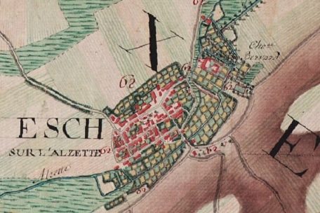 Esch und Berwart um das Jahr 1778 (Ferraris-Karte)