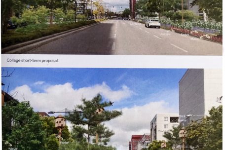 Anstelle der aktuellen Betonw&uuml;ste k&ouml;nnte die Hauptstra&szlig;e in Belval, die &bdquo;Porte de France&ldquo;, in Zukunft so aussehen. Oben kurzfristig, unten langfristig.&nbsp; &nbsp;