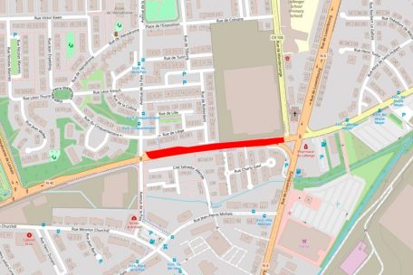 Der in Rot eingezeichnete Stra&szlig;enabschnitt wird ab dem 25. Februar f&uuml;r den Verkehr geschlossen