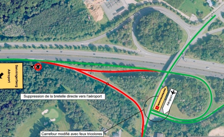 Ausbau der Tram / Flughafenauffahrt der A1 in Richtung Trier ab Montag gesperrt