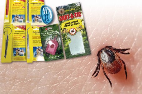 In der Apotheke gibt es eine Auswahl an kleinen Werkzeugen, womit die Zecke entfernt werden kann. Falls dies nicht klappt und ein Teil des K&ouml;rpers der Zecke in der Haut bleibt, sollte ein Arzt aufgesucht werden.