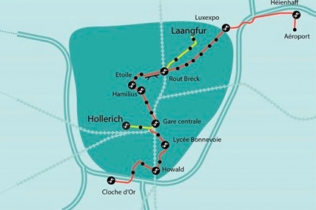 Die geplanten Strecken in Gelb