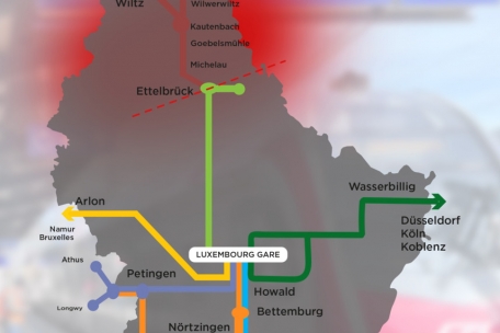 Der Zugverkehr im rot markierten Bereich fällt noch für mehrere Wochen aus