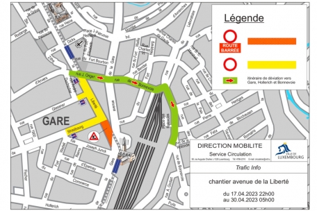 Luxemburg / Teilsperrung der avenue de la Liberté
