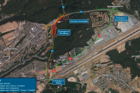 Straßenbauverwaltung / Luxtram-Baustelle: Strecke zwischen Autobahnkreuz Hamm und Anschlussstelle Grünewald wird gesperrt
