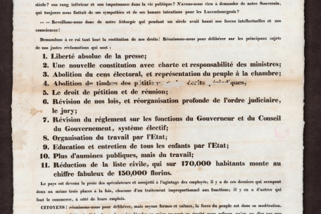 Dans la nuit du 12 au 13 mars, ces revendications sont affichées dans les rues de la capitale par un ancien soldat de la garnison prussienne