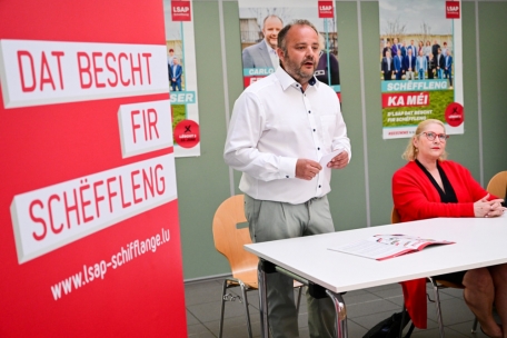 Die LSAP-Doppelspitze für Schifflingen: Carlo Feiereisen und Fabienne Diederich