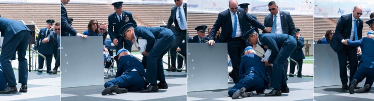 USA / Biden stürzt auf der Bühne bei der Air-Force-Graduiertenfeier