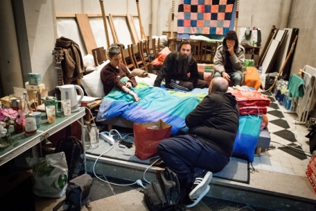 Pater Philippe Demeest&egrave;re trat am 11. Oktober 2021 zusammen mit zwei Aktivisten, hier in der Kirche Saint-Pierre de Calais, in den Hungerstreik