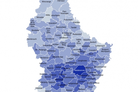 Die Karte zeigt deutlich, dass die Menschen mit hohen Einkommen meist rund um Luxemburg-Stadt leben 