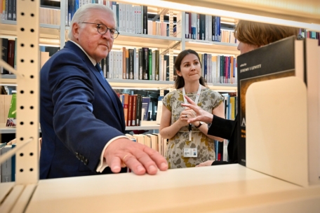 Staatsgast Frank-Walter Steinmeier am Dienstag in der Uni-Bibliothek in Esch-Belval